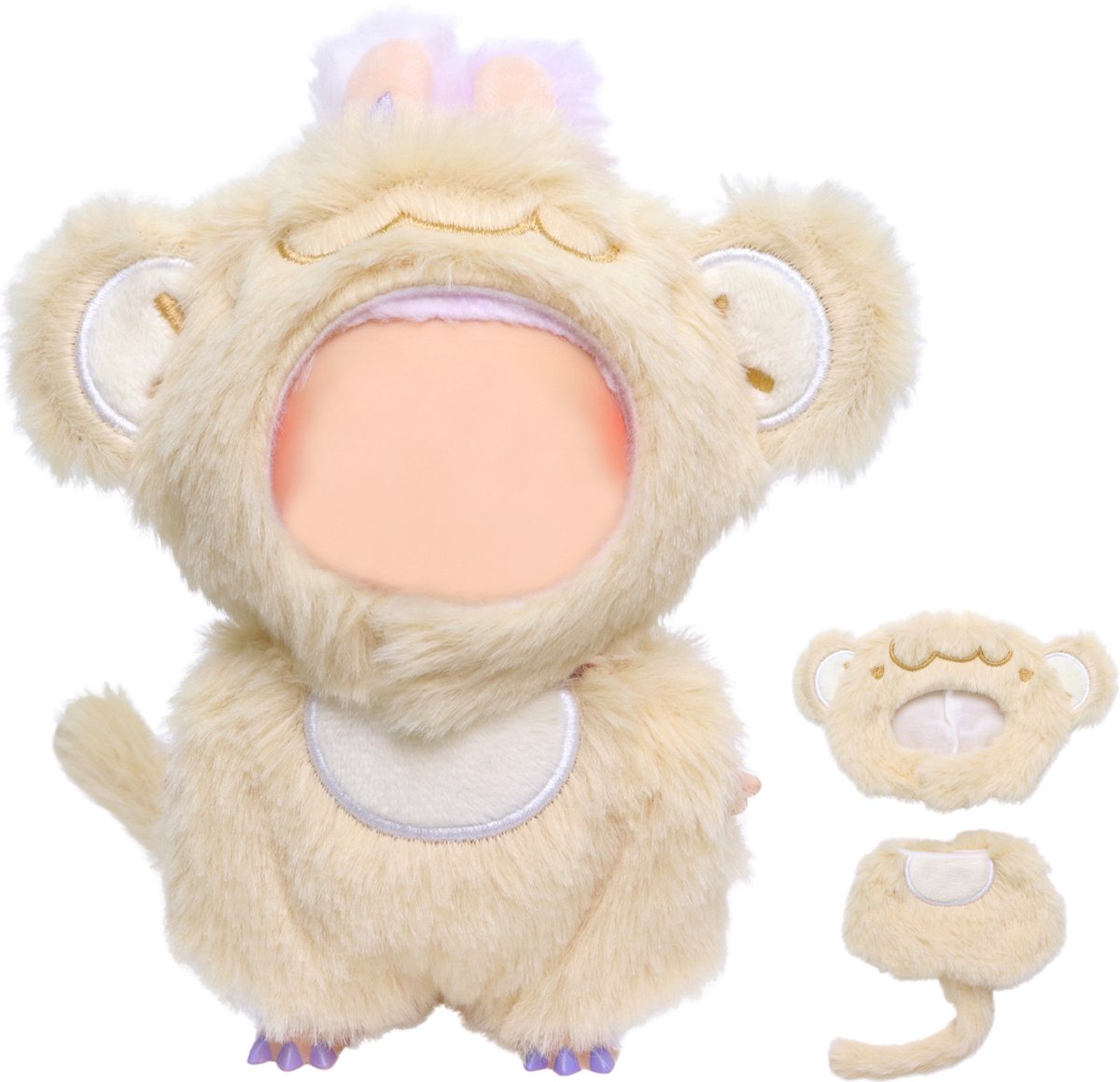 Joya Kids® Verkleedset voor Pop Aapje Kostuum | Outfit voor 17 cm Mart Figuren | Pluche Outfit met Staart en Oren | Kleding & Bescherming in Één | Pop niet inbegrepen